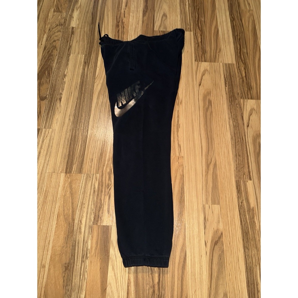 Nike Women's Sz M Medium Joggers Cotton Sweatpants Black Rose‎ Gold